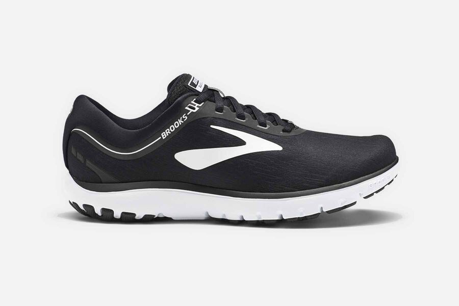 Brooks Running Shoes Womens Black/White - Pureflow 7 Road - 8962-OJFBH